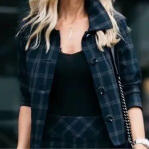 CAbi Black and Blue Plaid Blazer